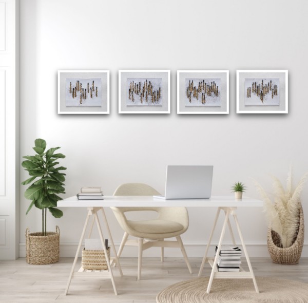 Estudio sonoro para Instrumento (representación gráfica del sonido de los machetes al chocar entre sí) (4 dibujos #153, #154, #155 y #156) by Miguel Rodriguez Sepulveda