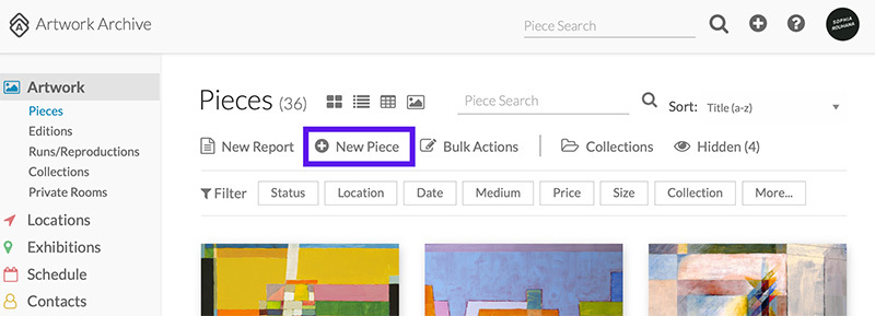 Artwork Archive piece record