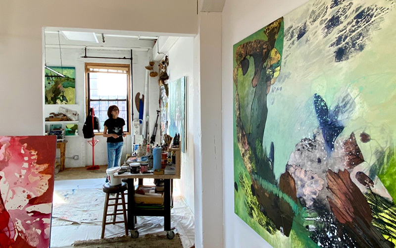 An artist in her studio