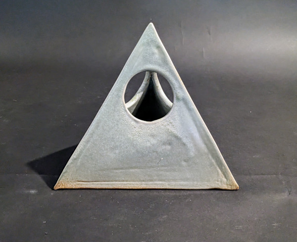 Triangular prism ceramic ikebana vase by Ping Wei