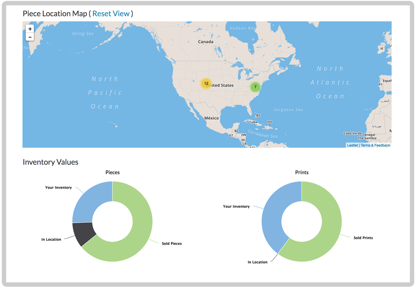 Artwork location map showing distribution of artwork